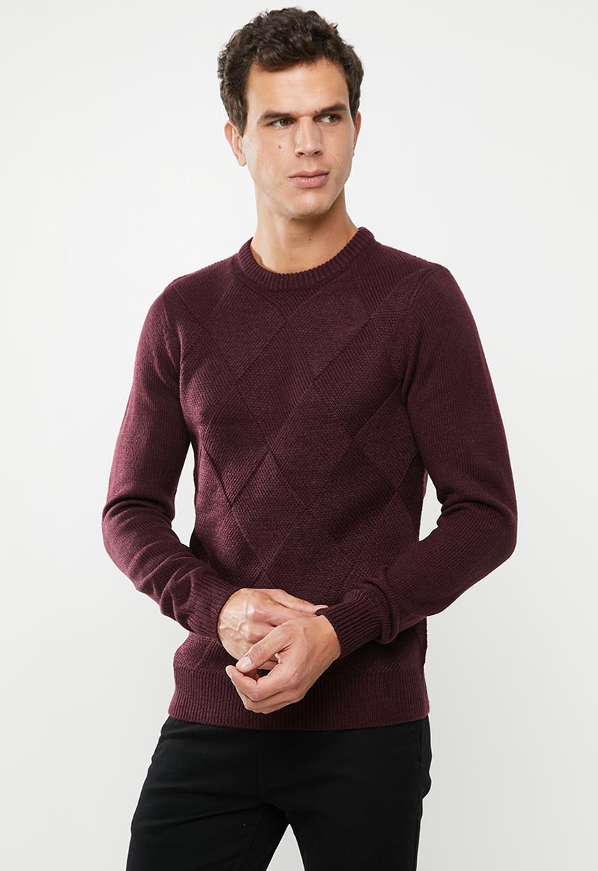 Brave Soul - Bernsen knitwear crew - burgundy