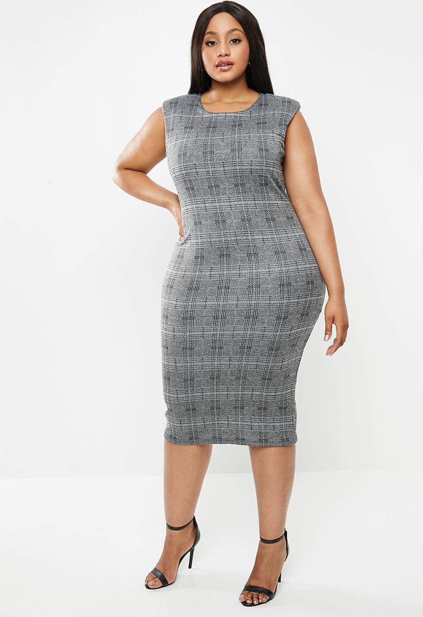 VELVET - Extend sleeve bodycon - black & grey
