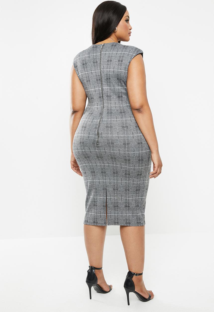 VELVET - Extend sleeve bodycon - black & grey