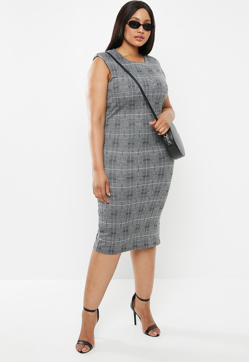 VELVET - Extend sleeve bodycon - black & grey
