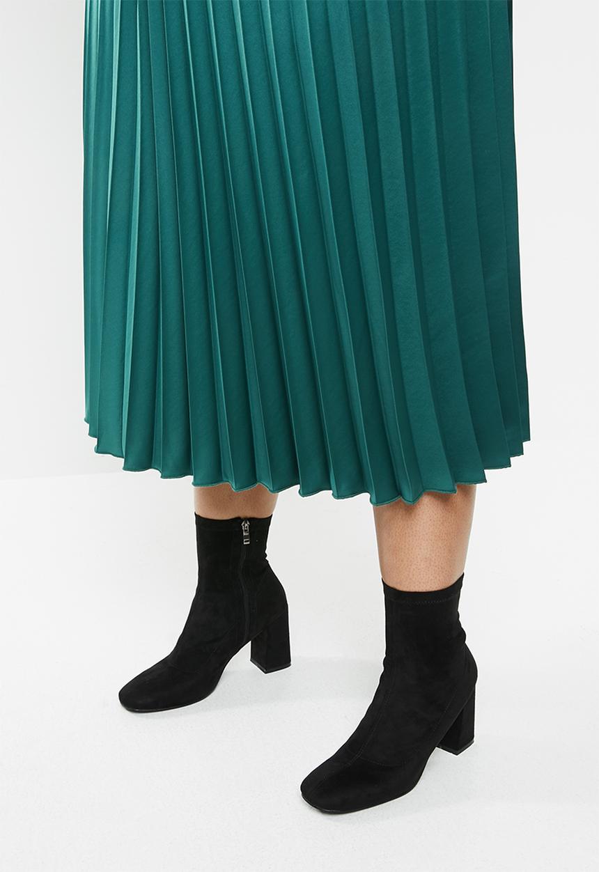 VELVET - Pleated midi skirt - green