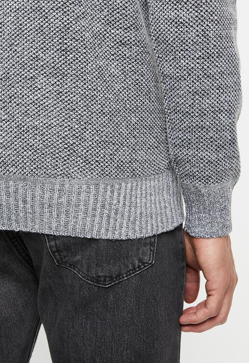 Brave Soul - Whitaker button-up poloneck knitwear - grey