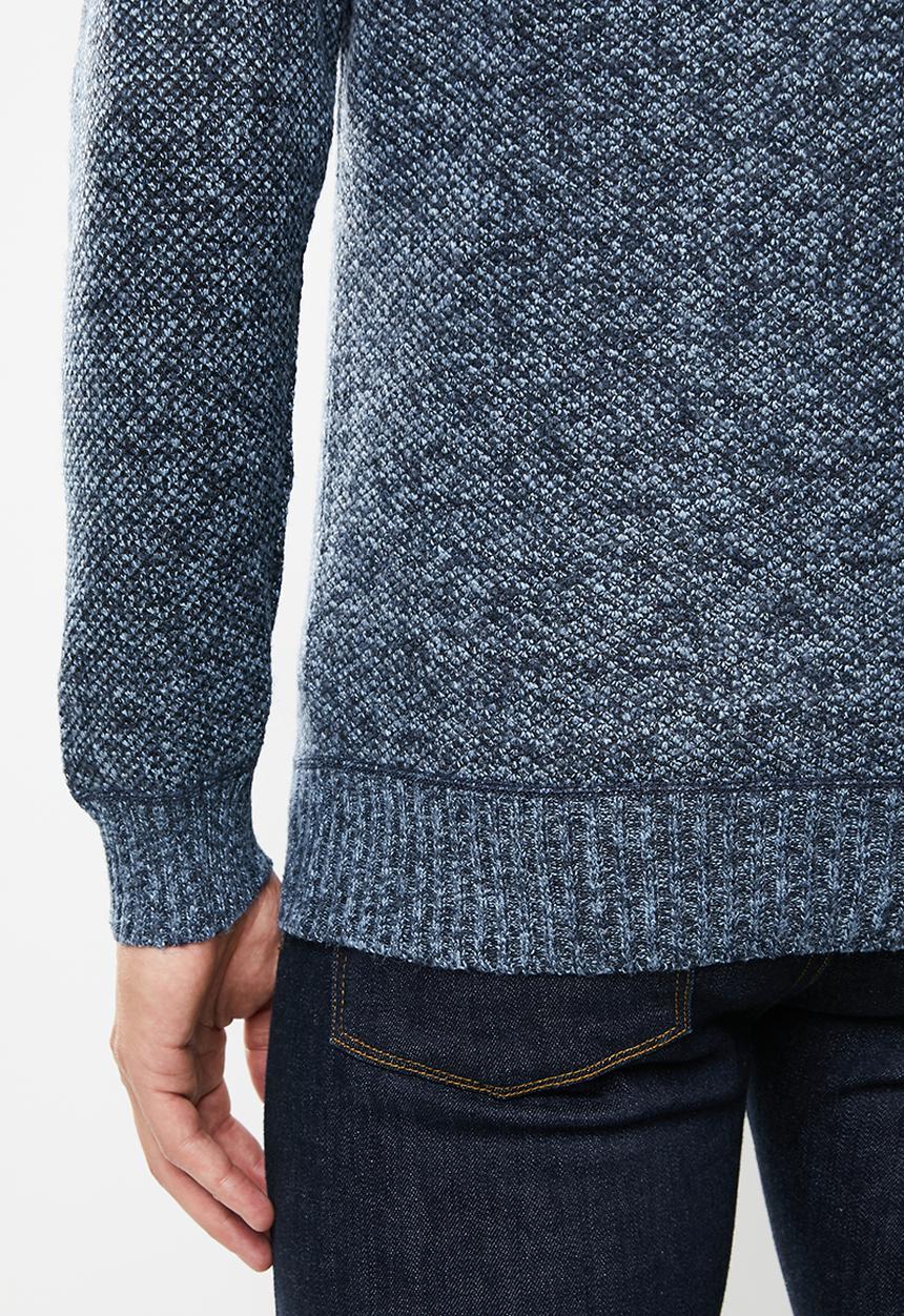 Brave Soul - Whitaker button-up poloneck knitwear - navy