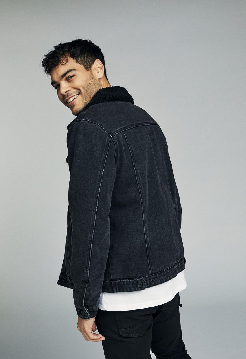 Cotton On - Nu sherpa collar rodeo jacket - black