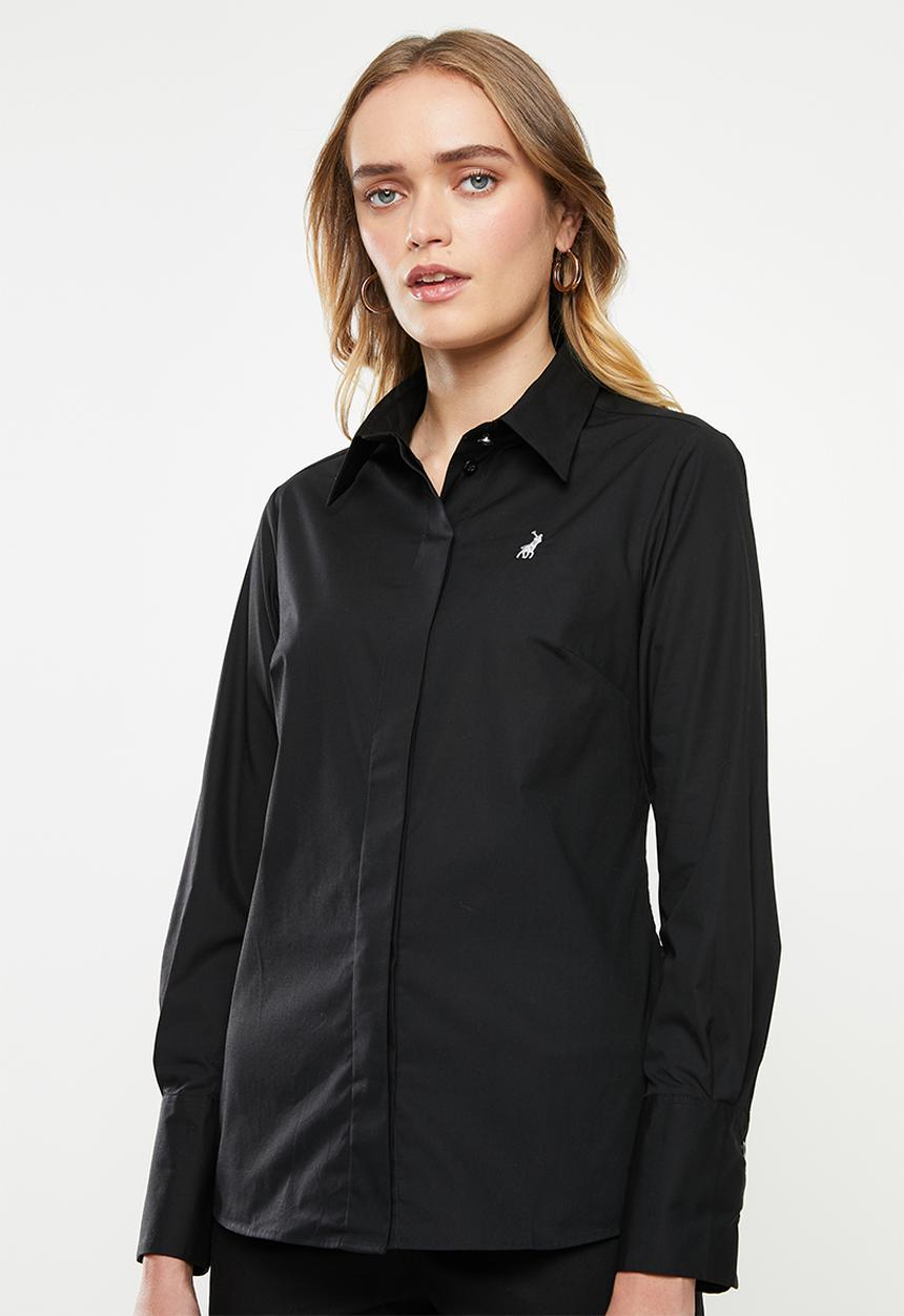 POLO - Arabelle concealed front shirt - black