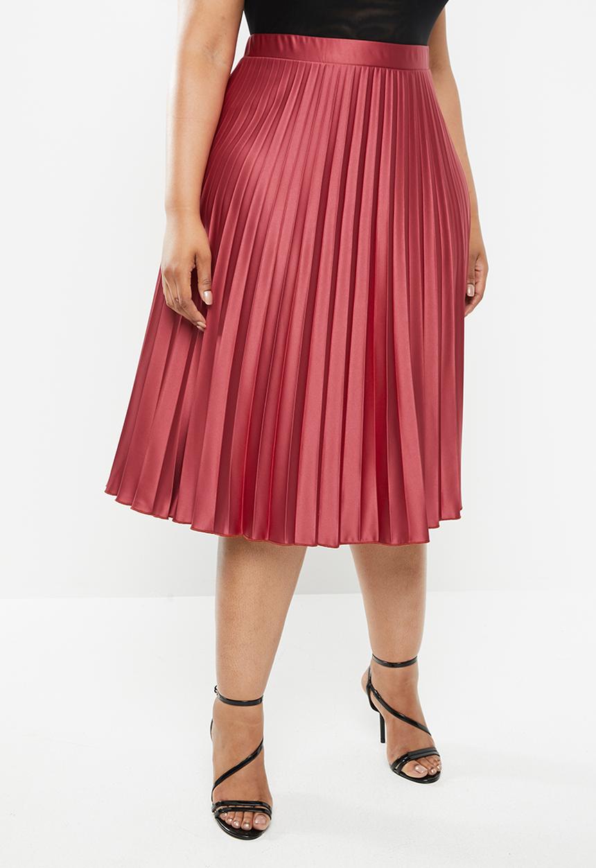 MILLA - Pleated midi skirt - clay