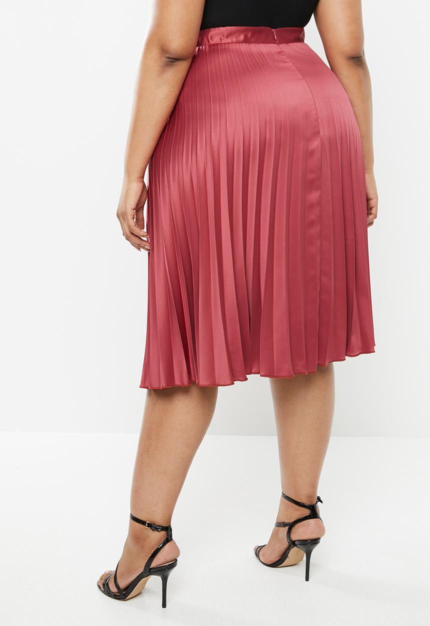 MILLA - Pleated midi skirt - clay