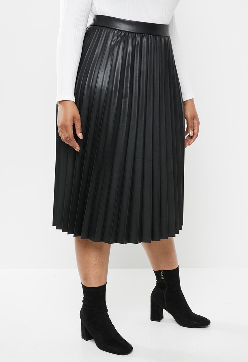 MILLA - Pu leather pleated skirt - black