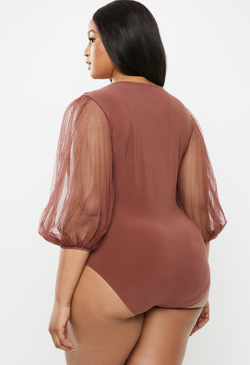 MILLA - Pleated sleeve bodysuit - pink