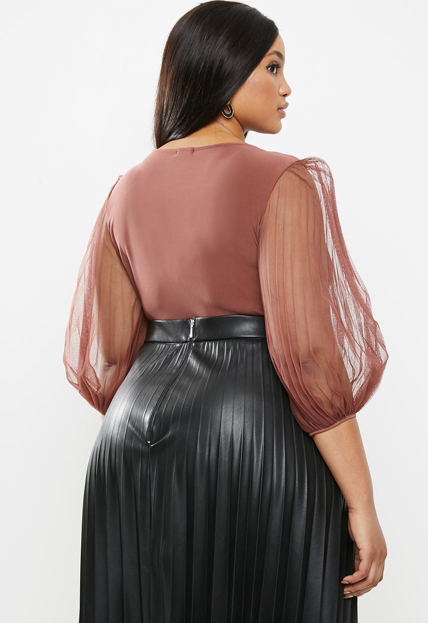 MILLA - Pleated sleeve bodysuit - pink