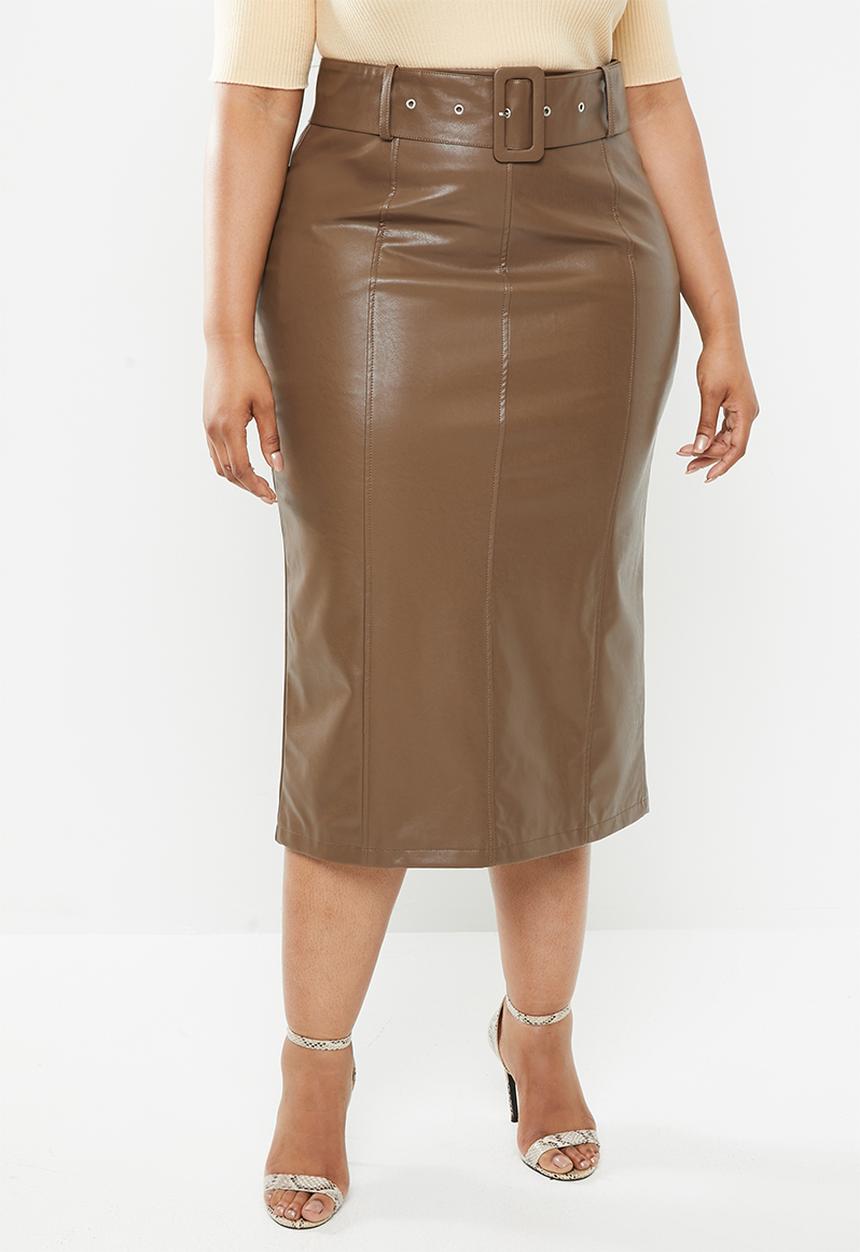 Glamorous - Plus brown 3/4 skirt - brown