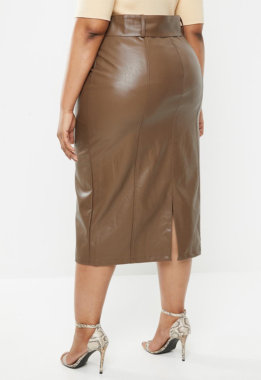 Glamorous - Plus brown 3/4 skirt - brown
