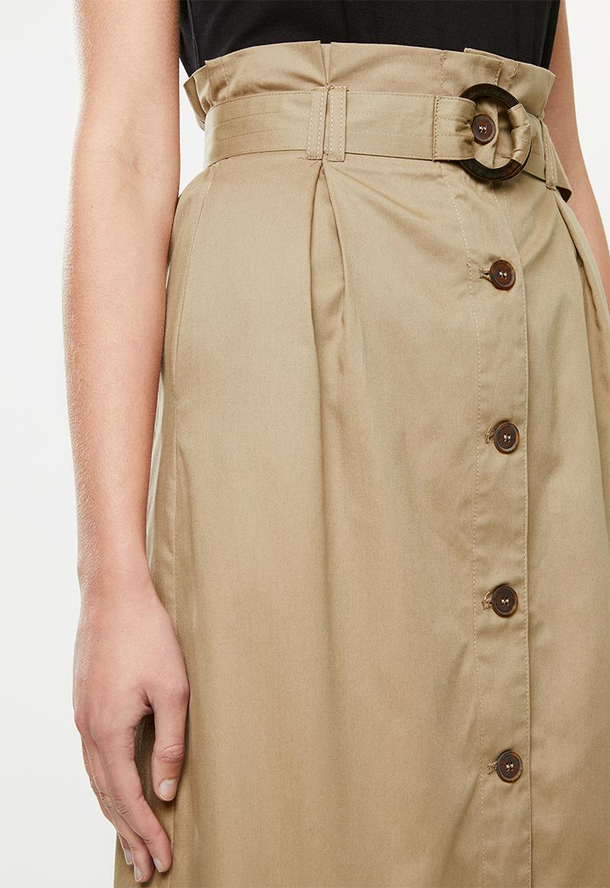 ONLY - Kate high waisted skirt belted midi - neutral 