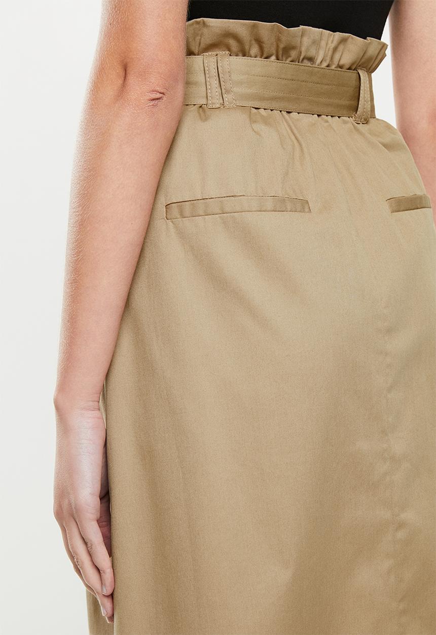 ONLY - Kate high waisted skirt belted midi - neutral 