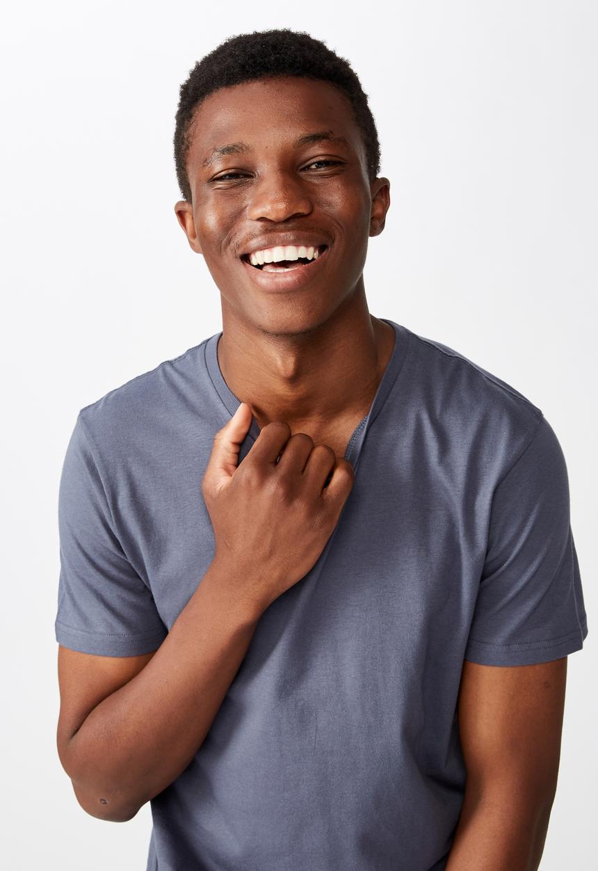 Cotton On - Essential longline curved hem - blue 