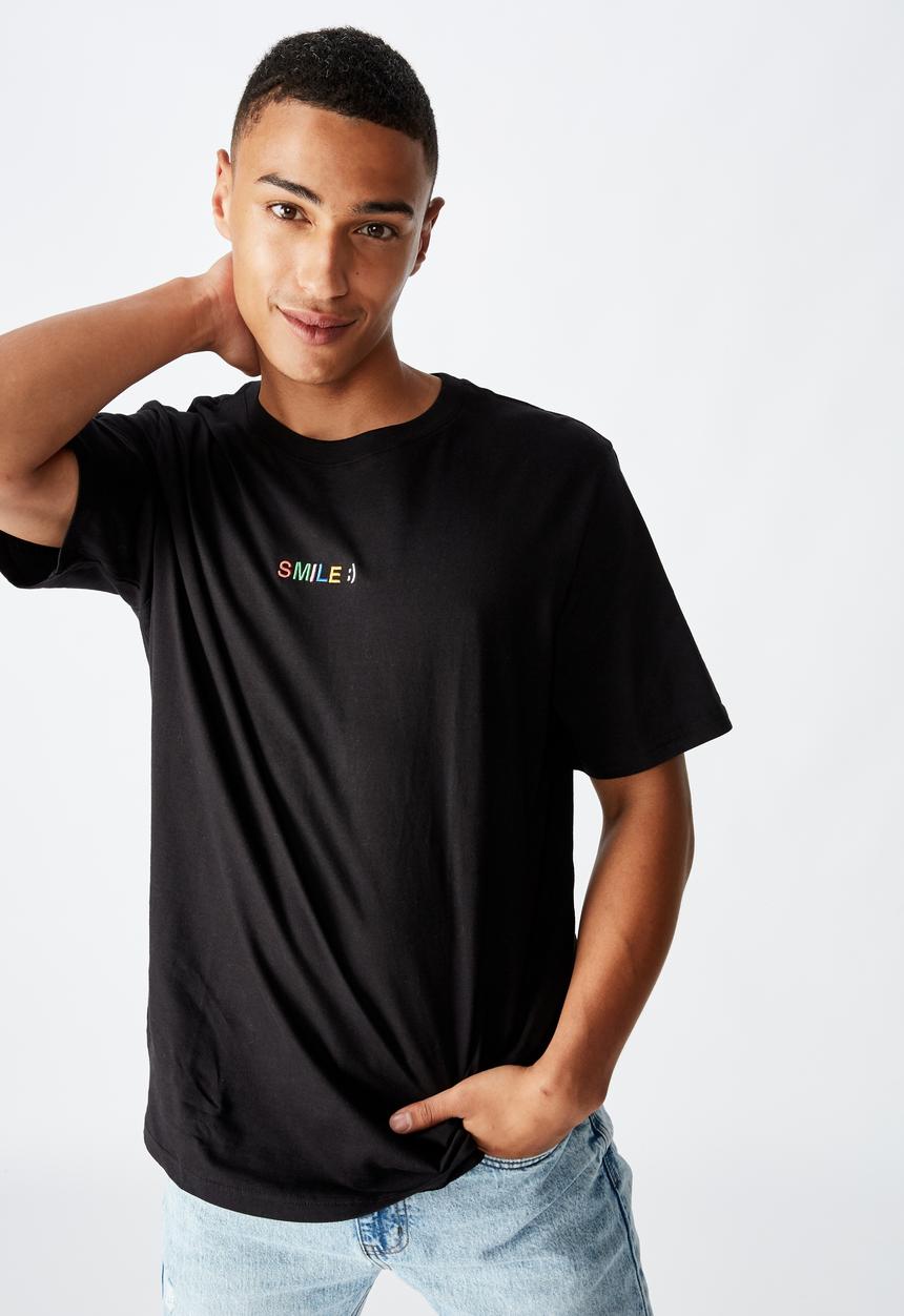 Cotton On - Smile :) Tbar text T-shirt - black