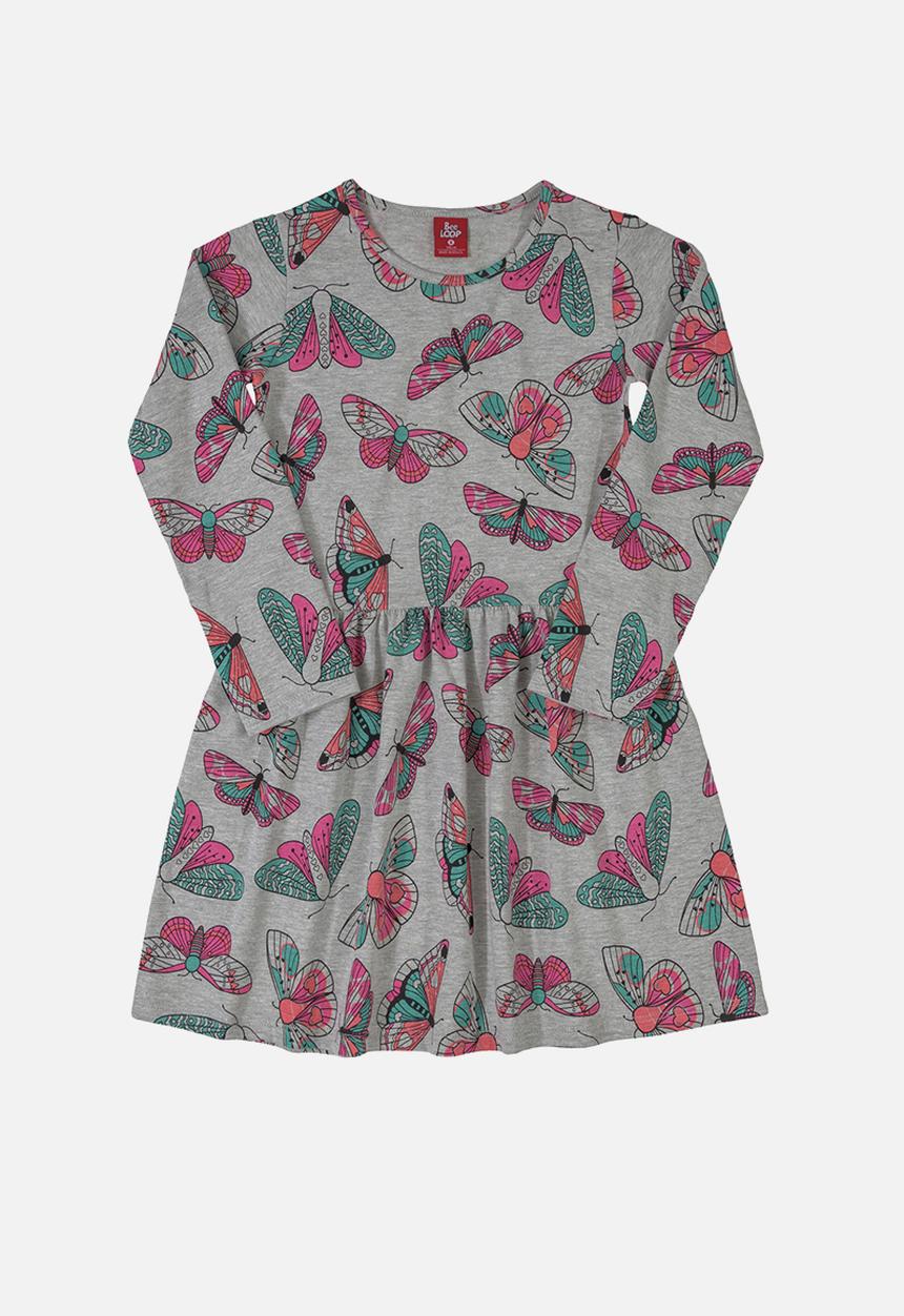 Bee Loop - Girls printed dress - grey