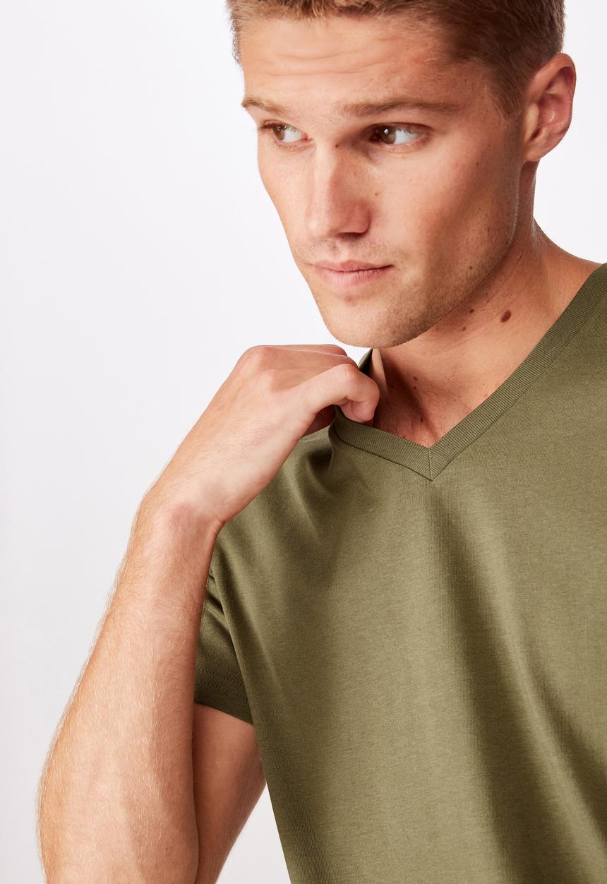 Cotton On - Essential vee neck - khaki