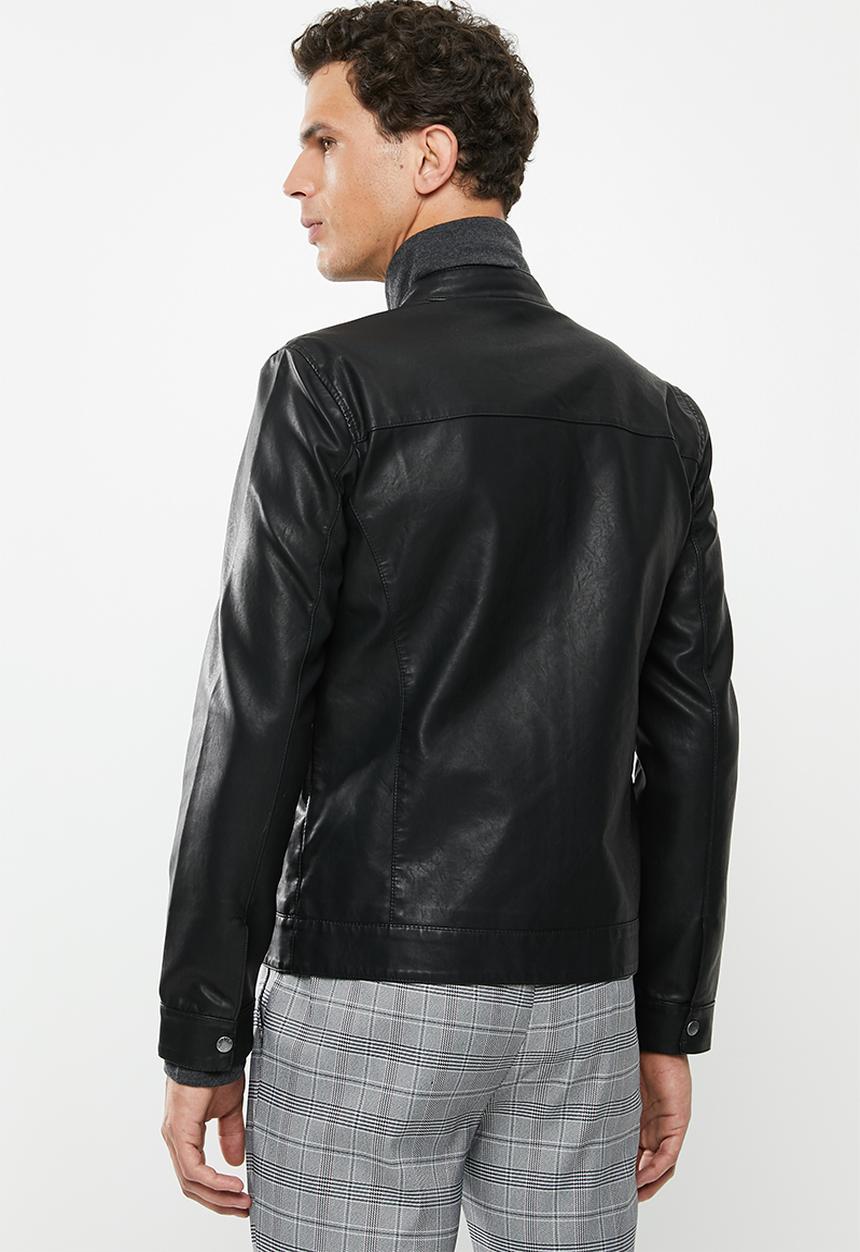 Only & Sons - Mike PU racer jacket - black