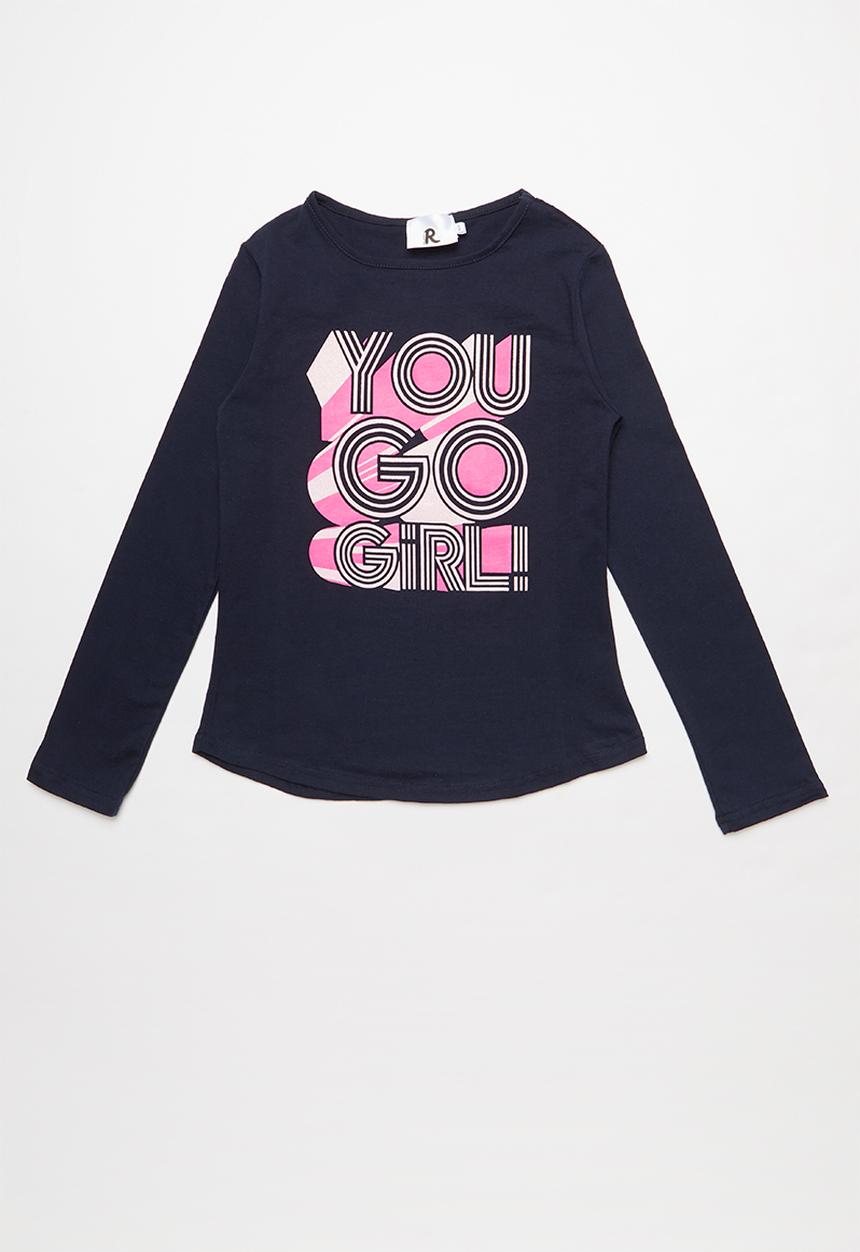Rebel Republic - Girls printed tee - navy
