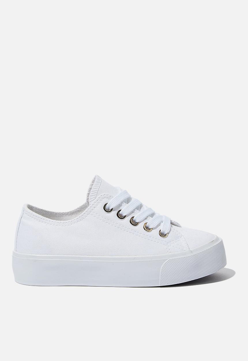 Cotton On - Classic platform lace up - white