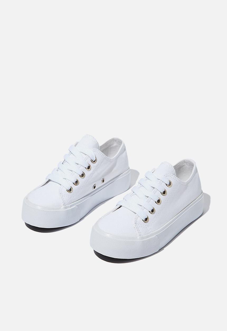 Cotton On - Classic platform lace up - white