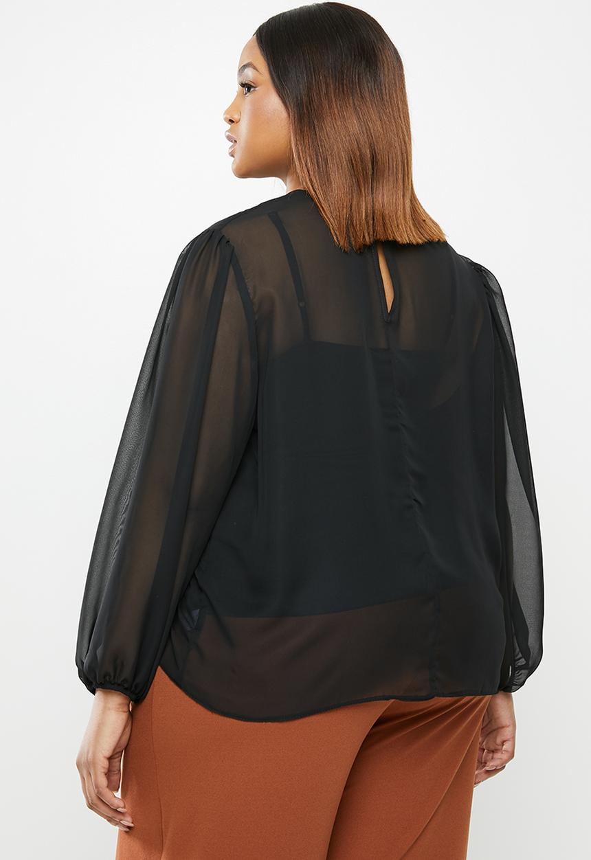edit Plus - Lantern sleeve blouse - black