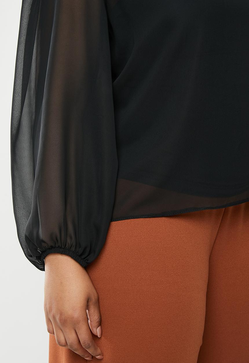 edit Plus - Lantern sleeve blouse - black