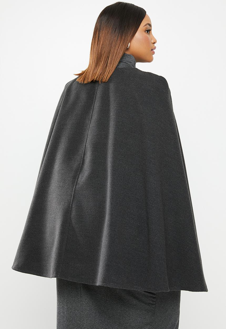 edit Plus - Structured cape coat - charcoal