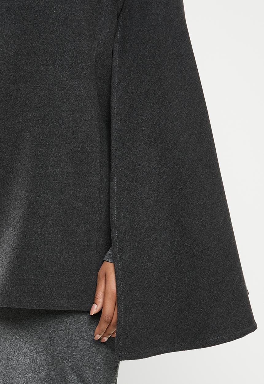 edit Plus - Structured cape coat - charcoal