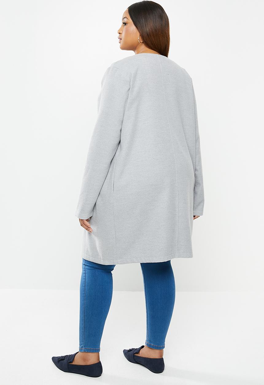 edit Plus - Collarless coat - grey 