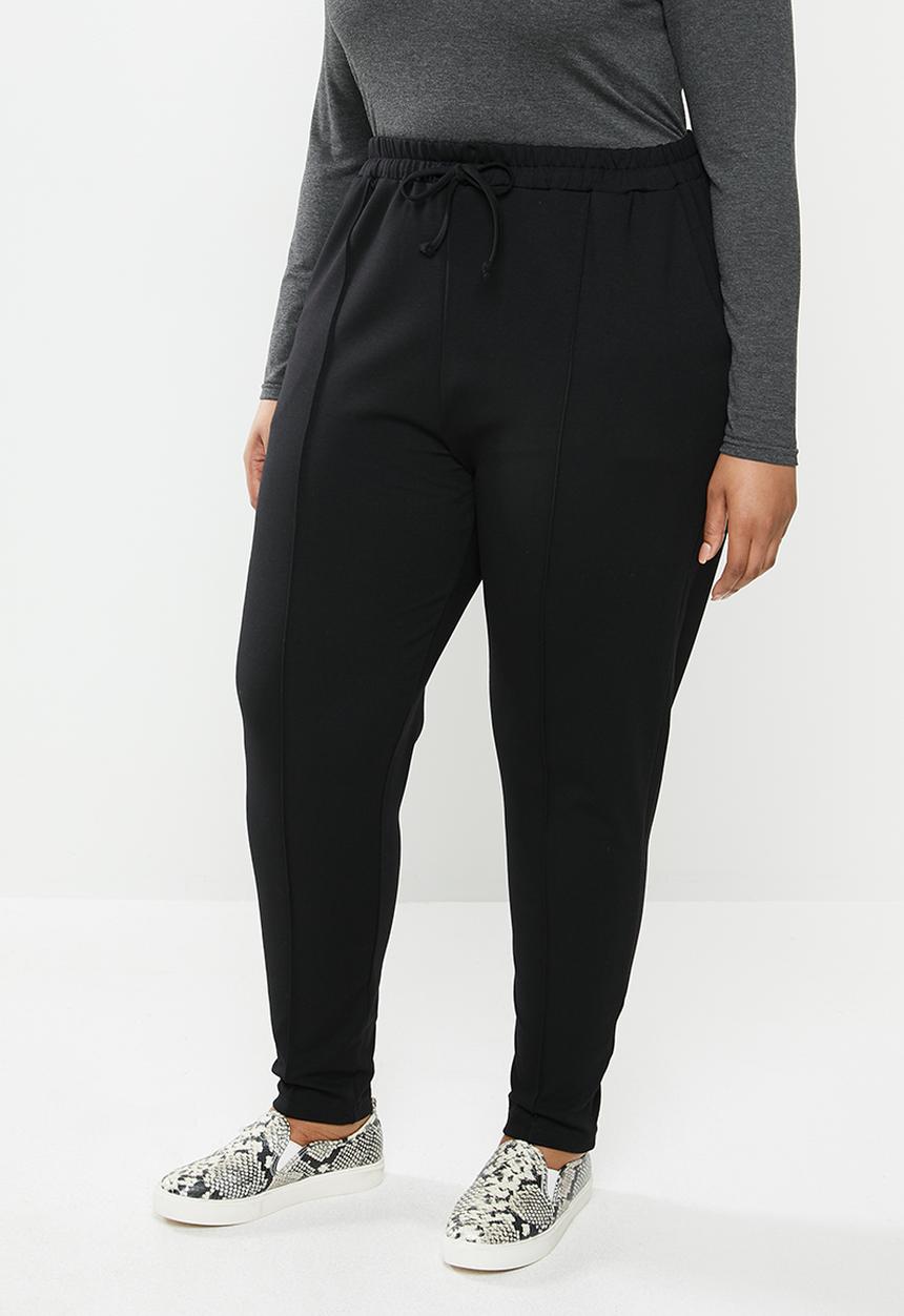 edit Plus - Knit peg leg trouser - black