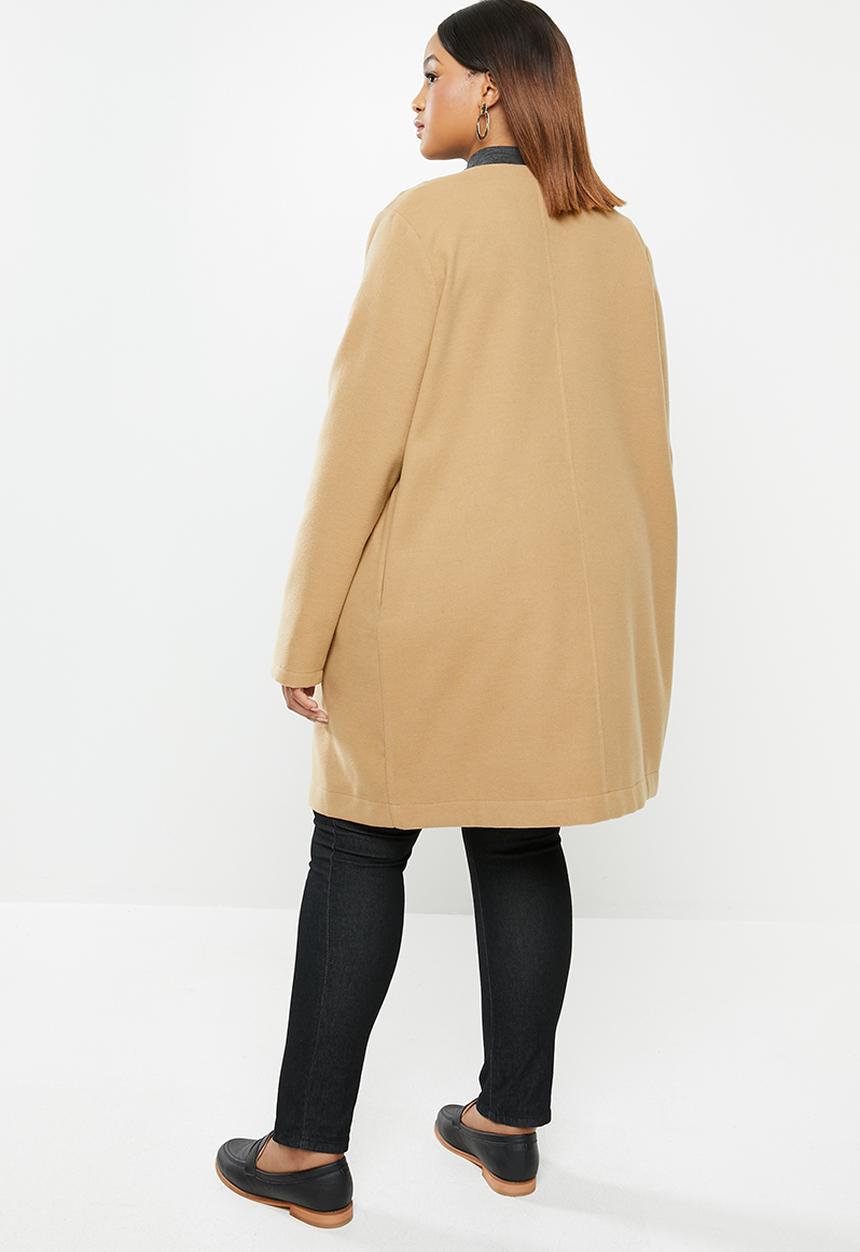 edit Plus - Collarless coat - beige 