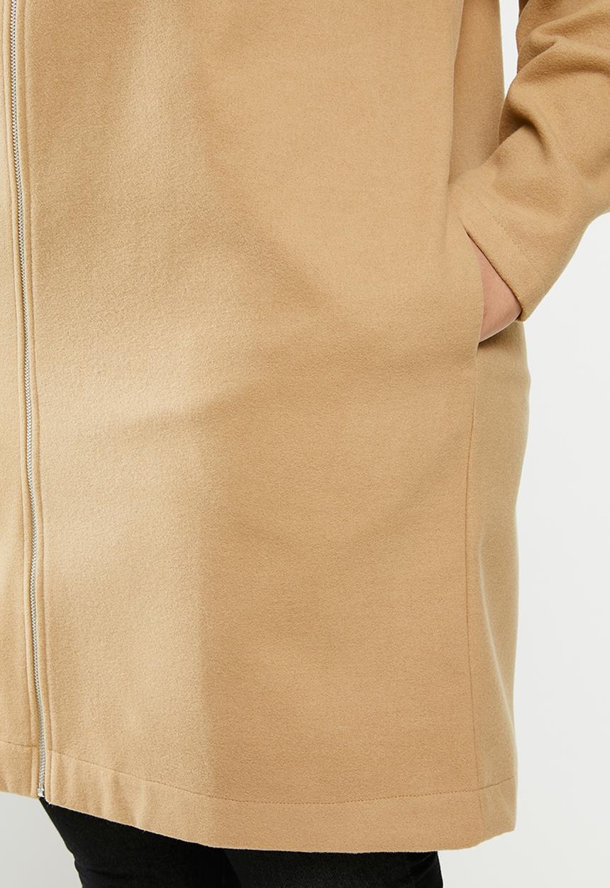 edit Plus - Collarless coat - beige 