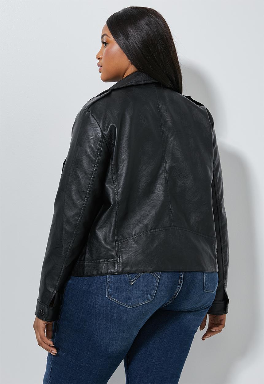 Superbalist - Pu biker jacket (plus) - black