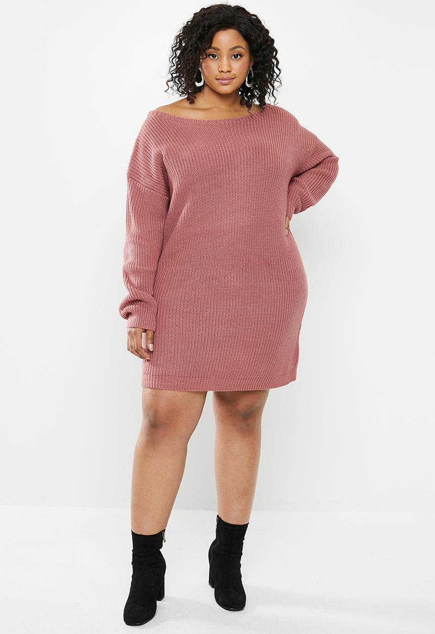 Missguided - Curve off the shoulder jumper dress - mauve