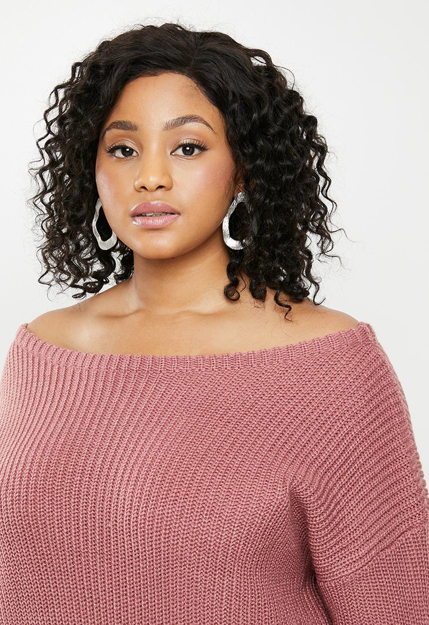 Missguided - Curve off the shoulder jumper dress - mauve