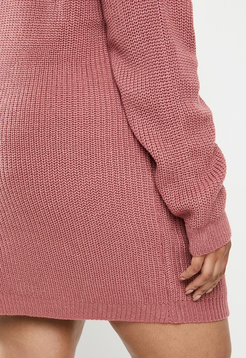 Missguided - Curve off the shoulder jumper dress - mauve