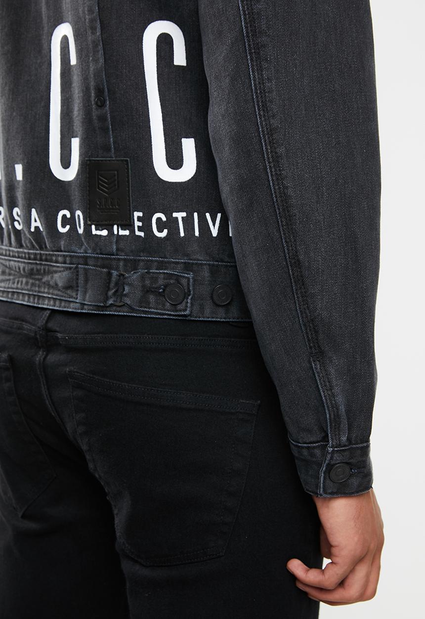 S.P.C.C - Jackson denim jacket back waistband print - black
