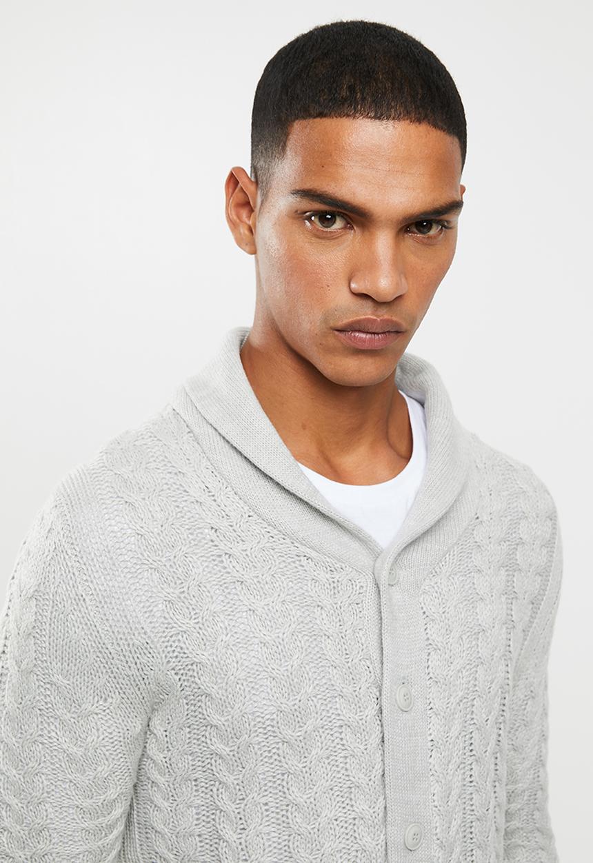 Brave Soul - Schematic button up cardi - grey 