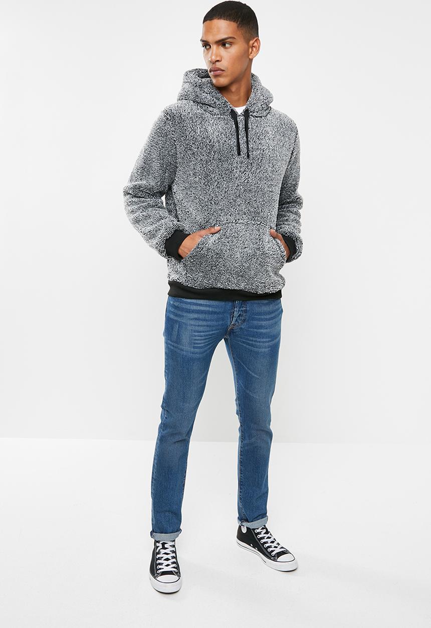 Brave Soul - Gruffalo teddy sweat hoodie - white & black 