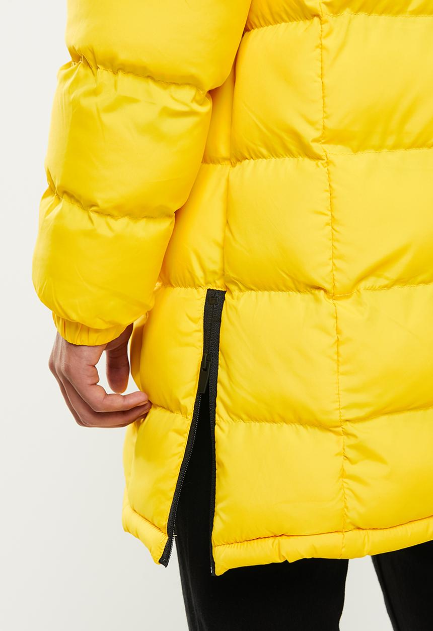 Brave Soul - Albie padded longline jacket - black & yellow