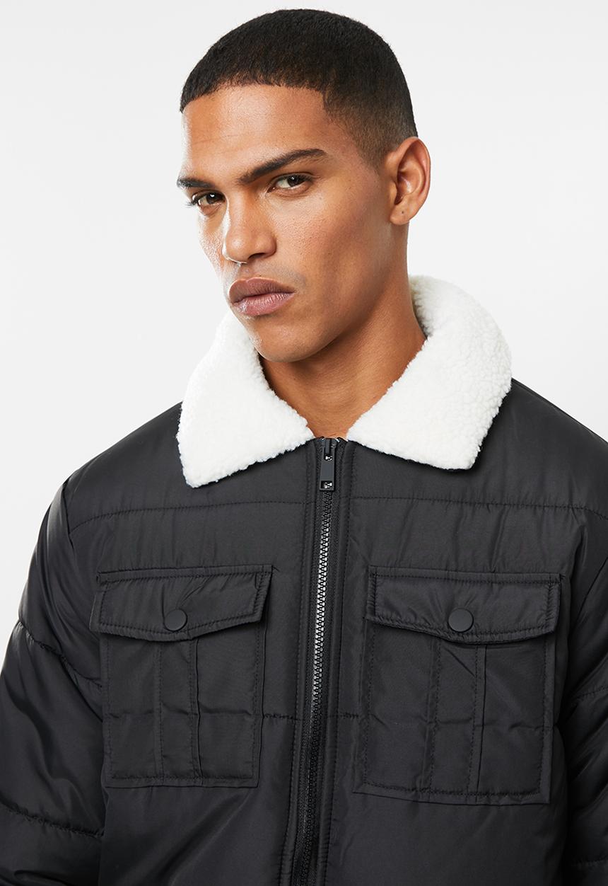 Brave Soul - Connolly padded zip through jacket - black