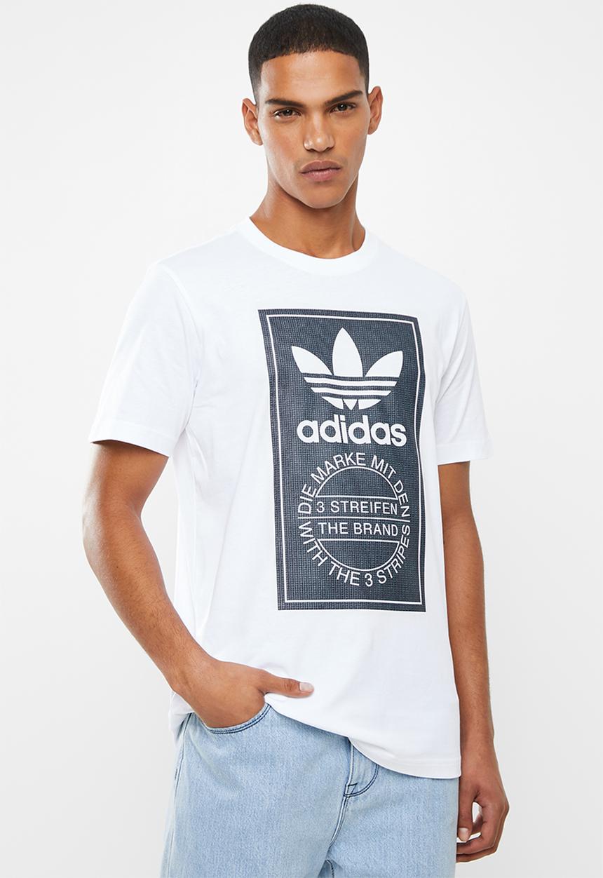 adidas Originals - Tartan tongue tee - white