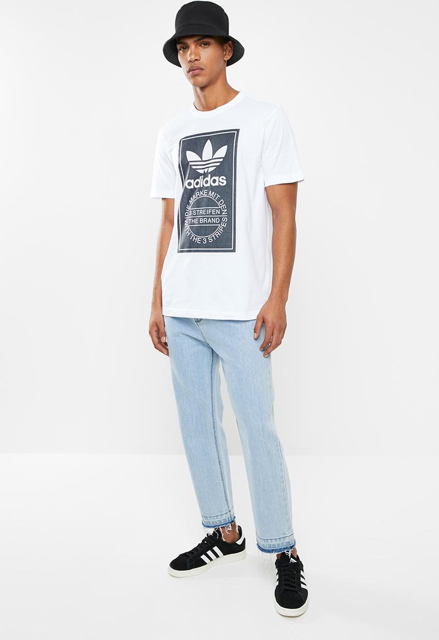 adidas Originals - Tartan tongue tee - white