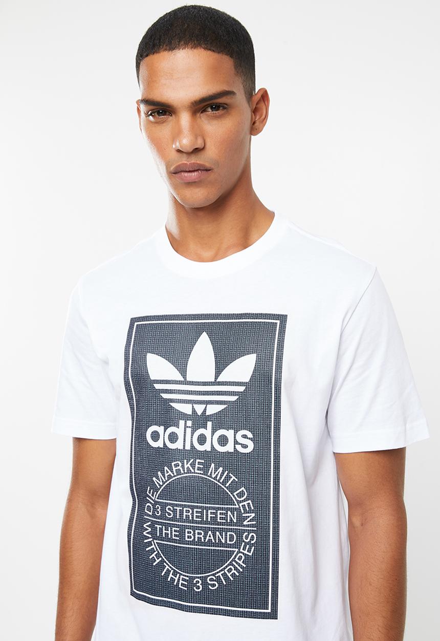 adidas Originals - Tartan tongue tee - white