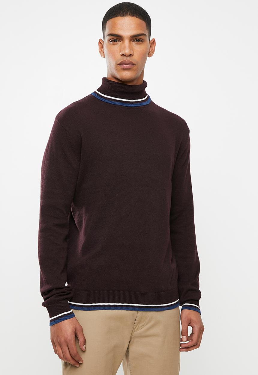 Brave Soul - Livingston roll-neck knitwear - burgundy
