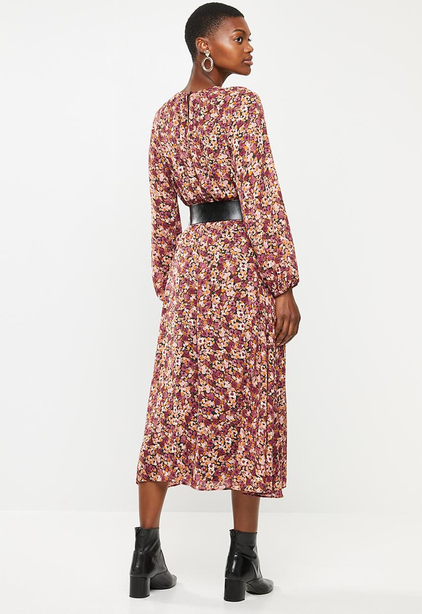 VELVET - Pu belt midi dress - multi 