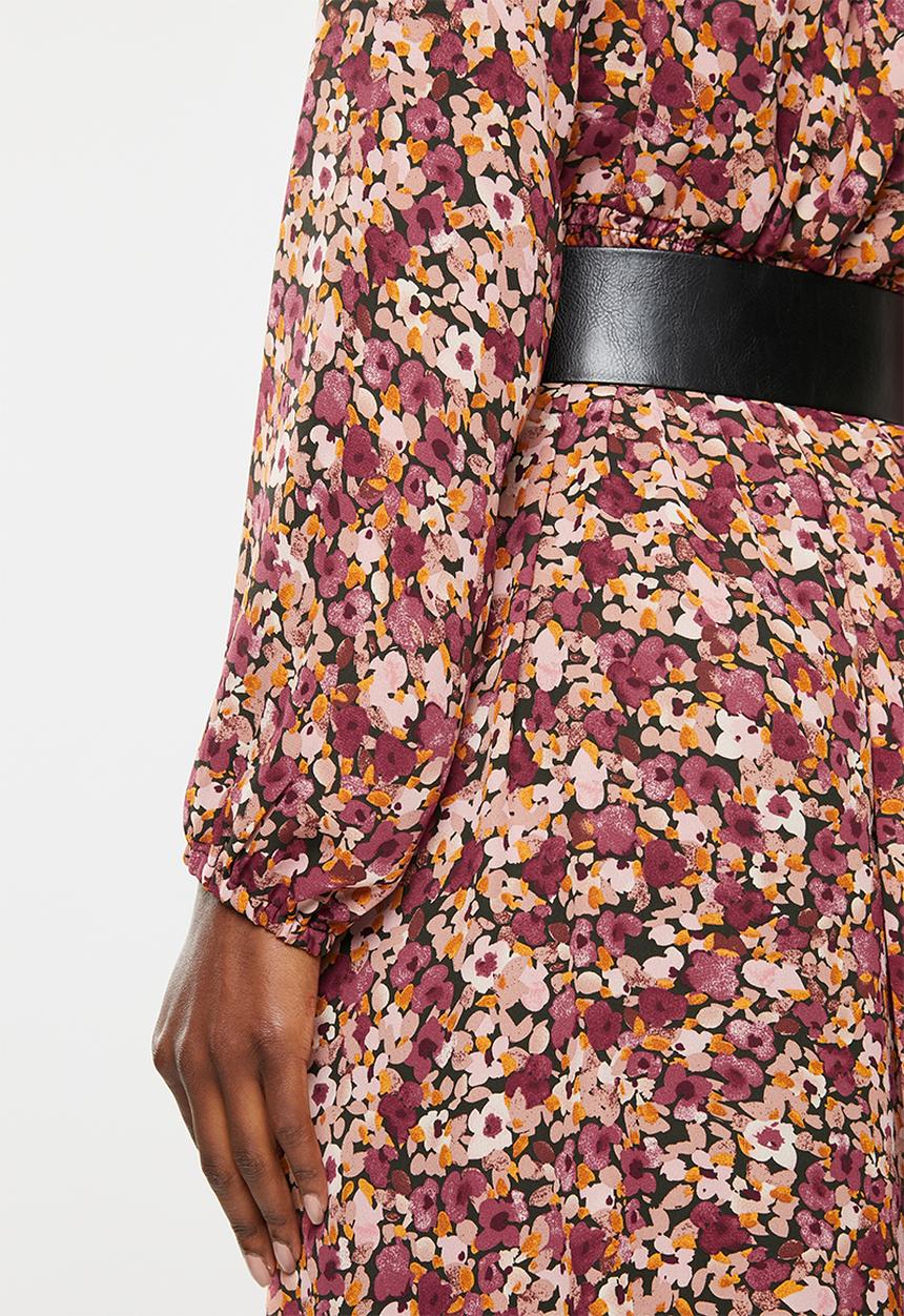 VELVET - Pu belt midi dress - multi 