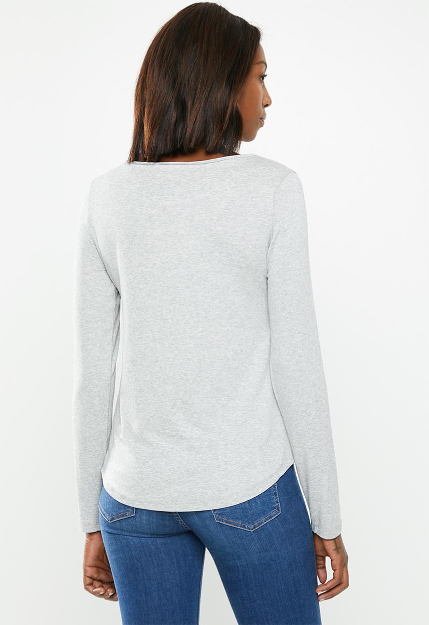 edit - Wide neck long sleeve 2 pack - navy & grey